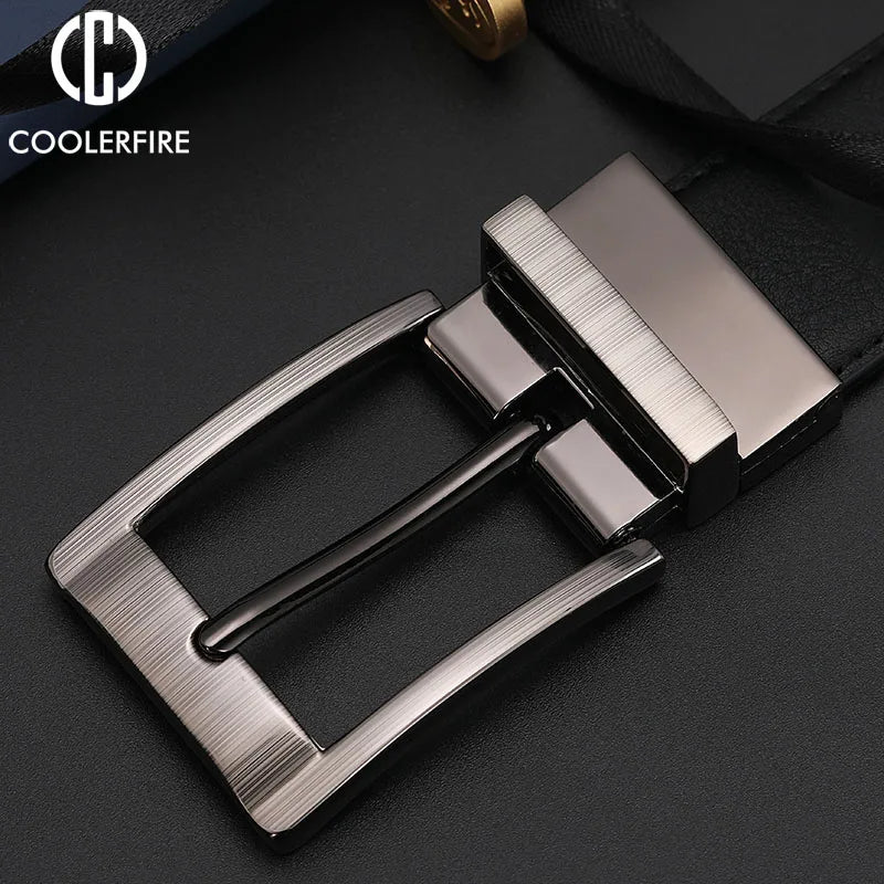 Men Belts Reversible Buckle Leather Brand Luxury Business Fashion Belts for Men Two sides Color Black Brown StrapHQ117