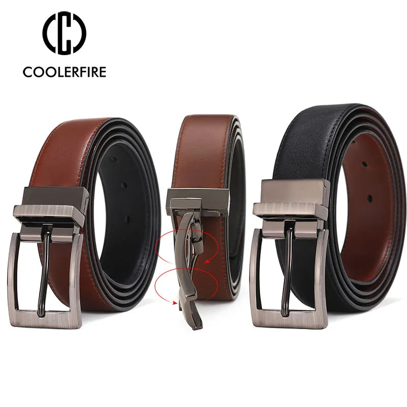 Men Belts Reversible Buckle Leather Brand Luxury Business Fashion Belts for Men Two sides Color Black Brown StrapHQ117
