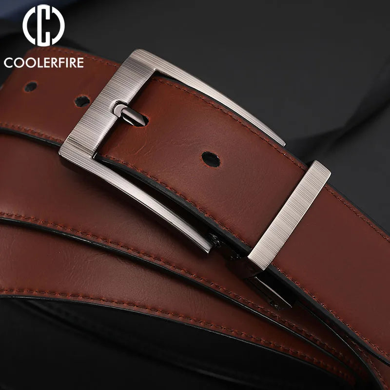 Men Belts Reversible Buckle Leather Brand Luxury Business Fashion Belts for Men Two sides Color Black Brown StrapHQ117