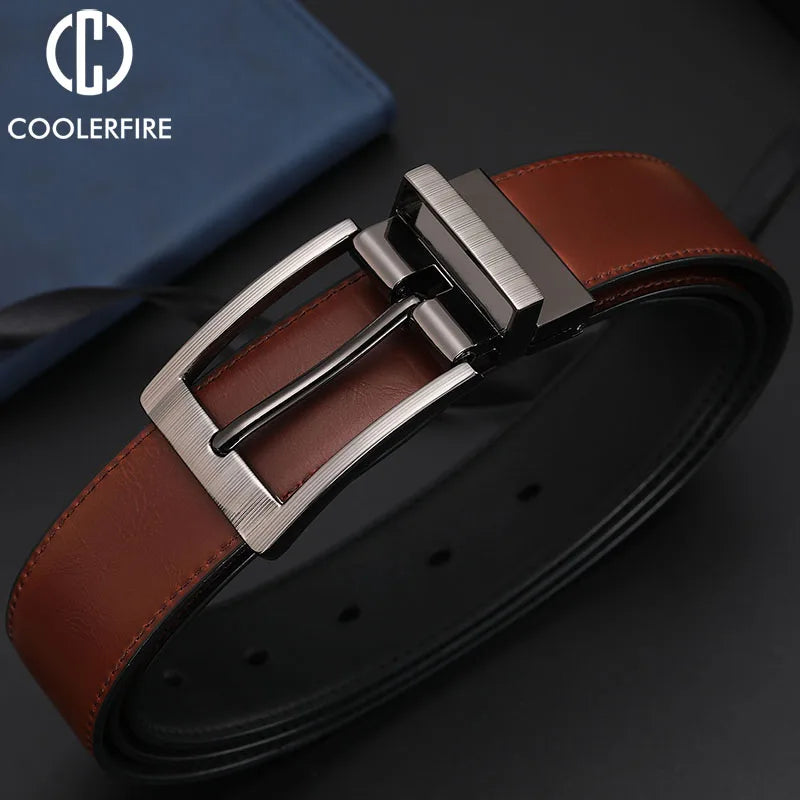 Men Belts Reversible Buckle Leather Brand Luxury Business Fashion Belts for Men Two sides Color Black Brown StrapHQ117