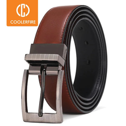 Men Belts Reversible Buckle Leather Brand Luxury Business Fashion Belts for Men Two sides Color Black Brown StrapHQ117