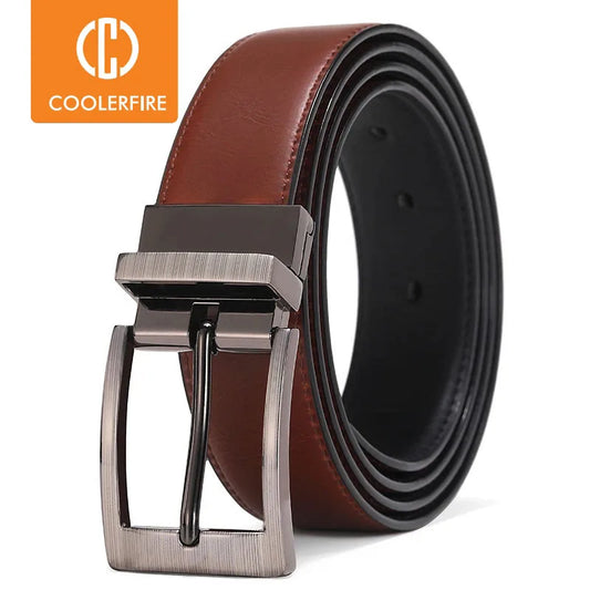 Men Belts Reversible Buckle Leather Brand Luxury Business Fashion Belts for Men Two sides Color Black Brown StrapHQ117