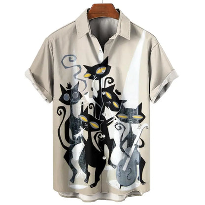 2024 Men's classic hawaiian shirts 3D Prints Cat graphics summer short sleeve shirts for hawaii style fashion unisex basic shirt