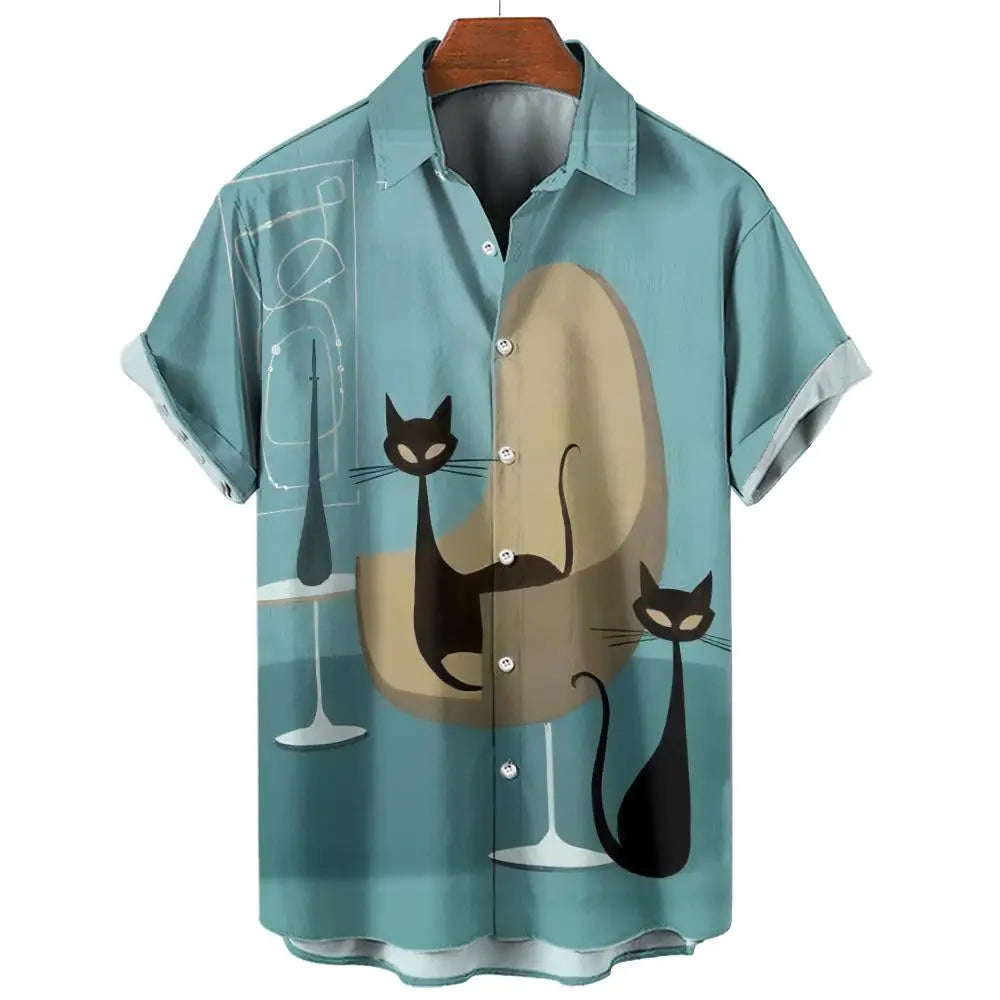2024 Men's classic hawaiian shirts 3D Prints Cat graphics summer short sleeve shirts for hawaii style fashion unisex basic shirt