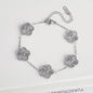 Metal Laser Five Leaf Flower Bracelet Necklace Earrings Jewelry Set Classic For Woman Stainless Steel Jewelry Daily Wear Clover