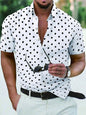 Men's Shirt Button Down Shirt Casual Shirt Summer Shirt Beach Shirt Black White Red White Green Short Sleeve Polka Dot Lapel Pri