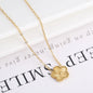 Metal Laser Five Leaf Flower Bracelet Necklace Earrings Jewelry Set Classic For Woman Stainless Steel Jewelry Daily Wear Clover