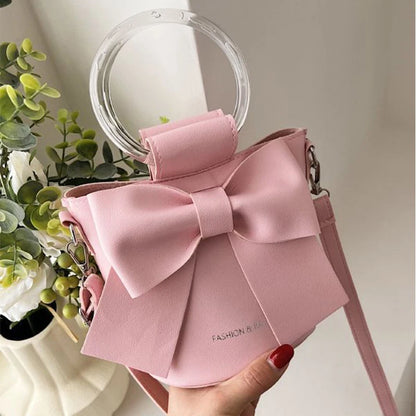 Women Bow Crossbody Bucket Bag, Small Round Barrel Shoulder Bag, Minimalist Purse, Elegant Handbag, Casual Chic Tote for Women