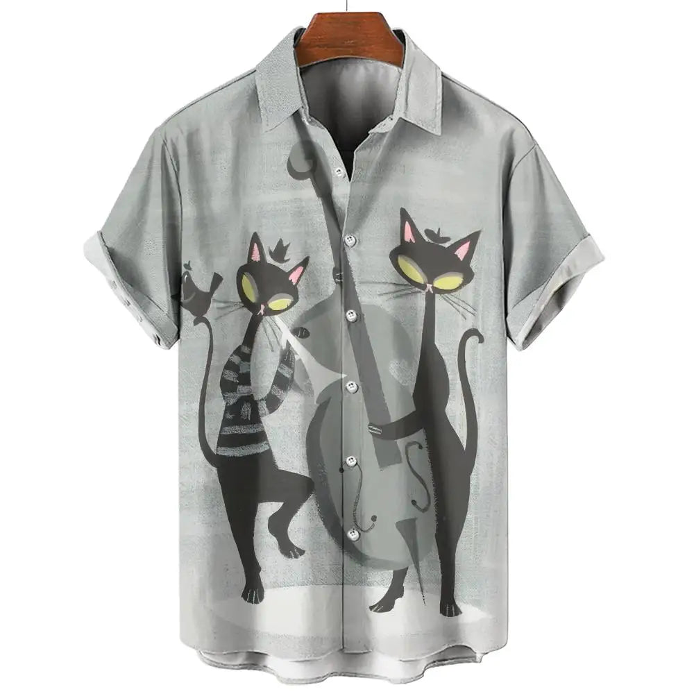 2024 Men's classic hawaiian shirts 3D Prints Cat graphics summer short sleeve shirts for hawaii style fashion unisex basic shirt