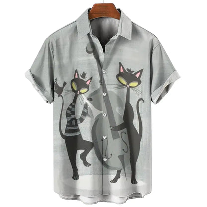2024 Men's classic hawaiian shirts 3D Prints Cat graphics summer short sleeve shirts for hawaii style fashion unisex basic shirt