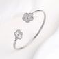Metal Laser Five Leaf Flower Bracelet Necklace Earrings Jewelry Set Classic For Woman Stainless Steel Jewelry Daily Wear Clover