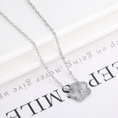 Metal Laser Five Leaf Flower Bracelet Necklace Earrings Jewelry Set Classic For Woman Stainless Steel Jewelry Daily Wear Clover