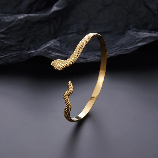 Fashionable and simple snake-shaped bracelet, open stainless steel snake head bracelet for women, gift for girls