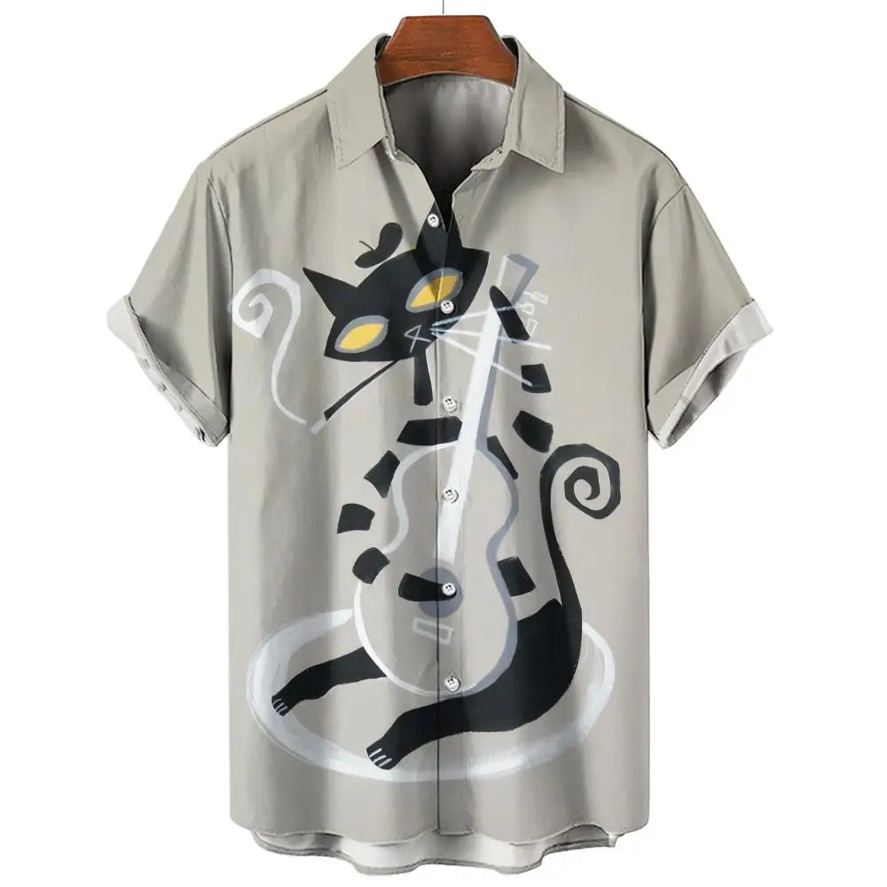 2024 Men's classic hawaiian shirts 3D Prints Cat graphics summer short sleeve shirts for hawaii style fashion unisex basic shirt