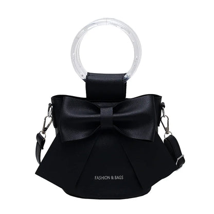 Women Bow Crossbody Bucket Bag, Small Round Barrel Shoulder Bag, Minimalist Purse, Elegant Handbag, Casual Chic Tote for Women