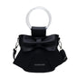 Women Bow Crossbody Bucket Bag, Small Round Barrel Shoulder Bag, Minimalist Purse, Elegant Handbag, Casual Chic Tote for Women