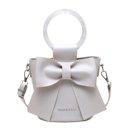 Women Bow Crossbody Bucket Bag, Small Round Barrel Shoulder Bag, Minimalist Purse, Elegant Handbag, Casual Chic Tote for Women