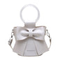 Women Bow Crossbody Bucket Bag, Small Round Barrel Shoulder Bag, Minimalist Purse, Elegant Handbag, Casual Chic Tote for Women