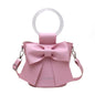 Women Bow Crossbody Bucket Bag, Small Round Barrel Shoulder Bag, Minimalist Purse, Elegant Handbag, Casual Chic Tote for Women