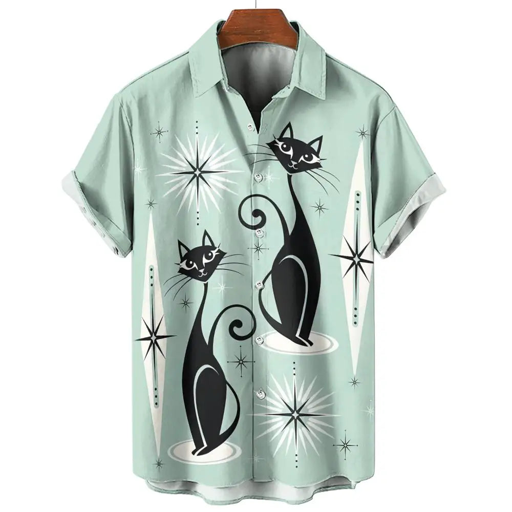 2024 Men's classic hawaiian shirts 3D Prints Cat graphics summer short sleeve shirts for hawaii style fashion unisex basic shirt