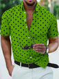 Men's Shirt Button Down Shirt Casual Shirt Summer Shirt Beach Shirt Black White Red White Green Short Sleeve Polka Dot Lapel Pri