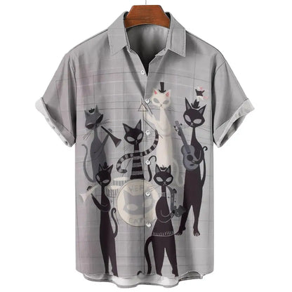 2024 Men's classic hawaiian shirts 3D Prints Cat graphics summer short sleeve shirts for hawaii style fashion unisex basic shirt